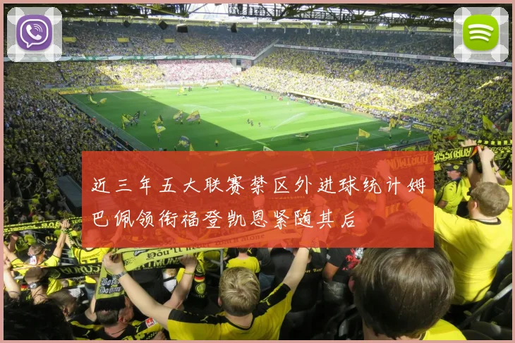 近三年五大联赛禁区外进球统计姆巴佩领衔福登凯恩紧随其后